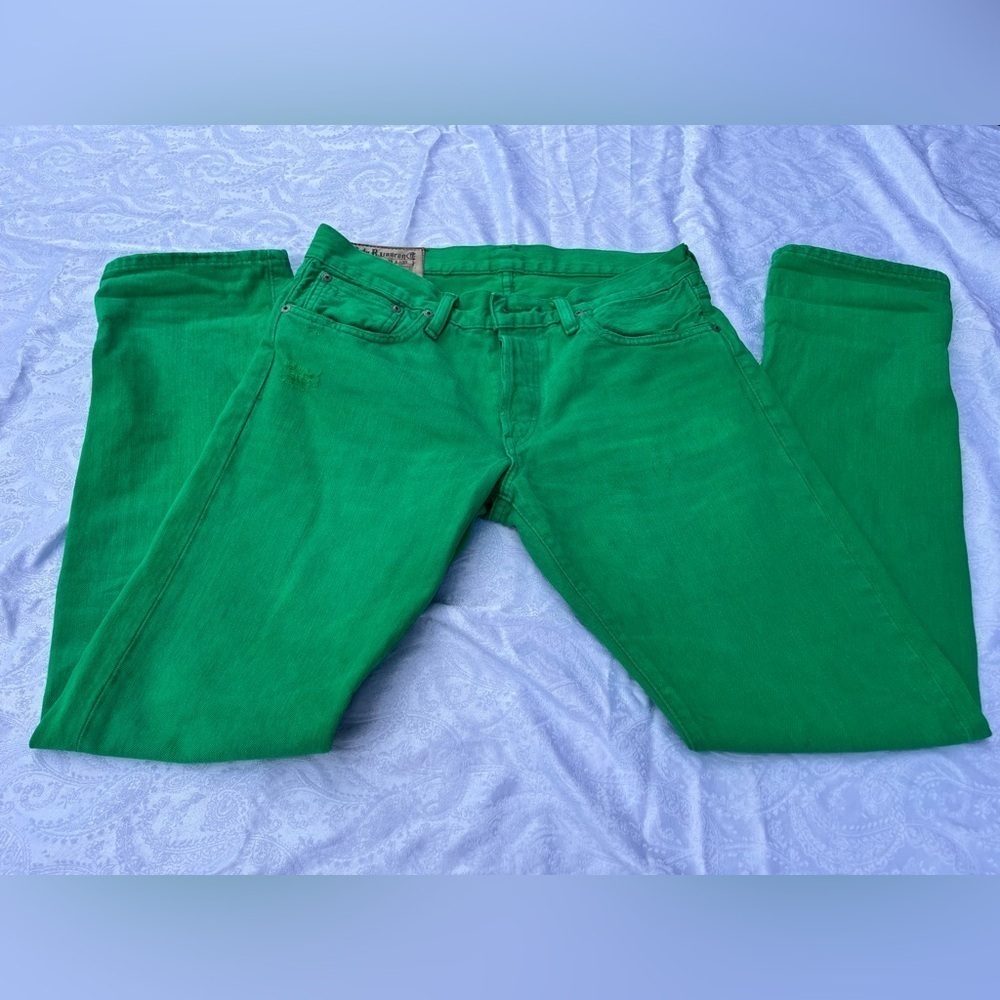Ralph Lauren Raw Green Button Fly 30/30 Jeans RARE